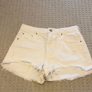 Zara White Distressed Denim Jean Shorts